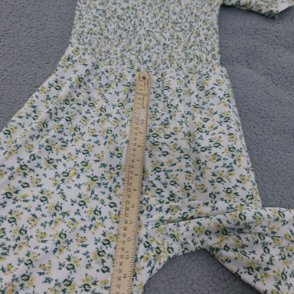 WAYF Jumpsuit Womens Medium Floral Smocked Square Neck Wide Leg - Picture 9 of 13
